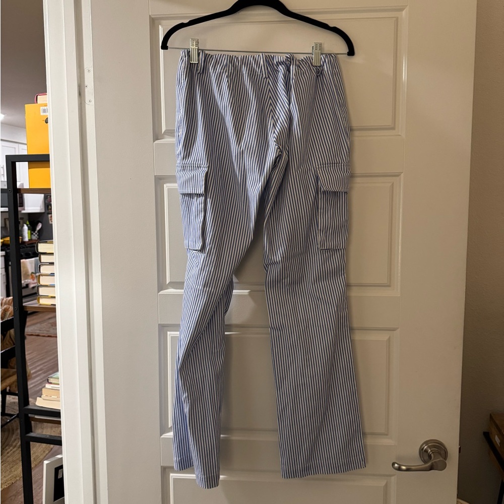 Miaou Striped Blue and White Straight Leg Pants - Picture 4 of 8